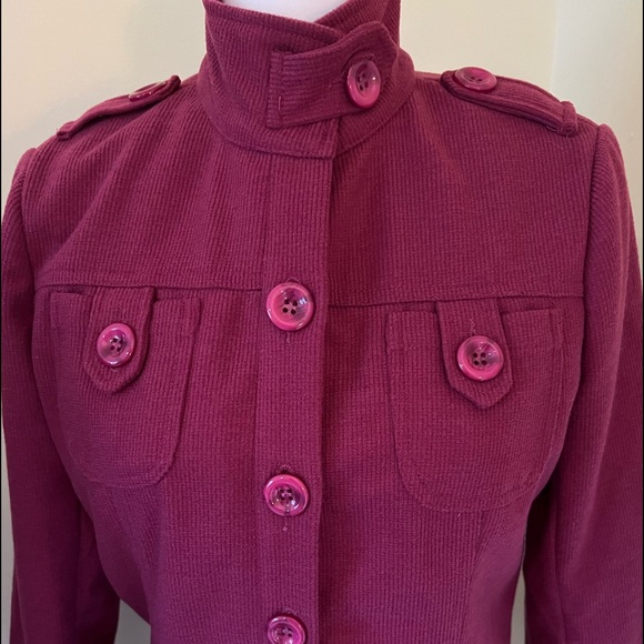 Marloca Raspberry Button Down NEW Size Large Gorgeous Lined Jacket belted - Picture 2 of 16